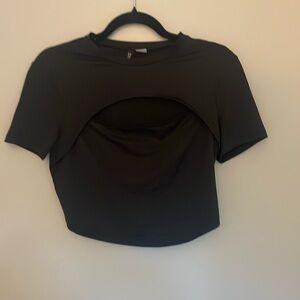 Black cut out crop top
